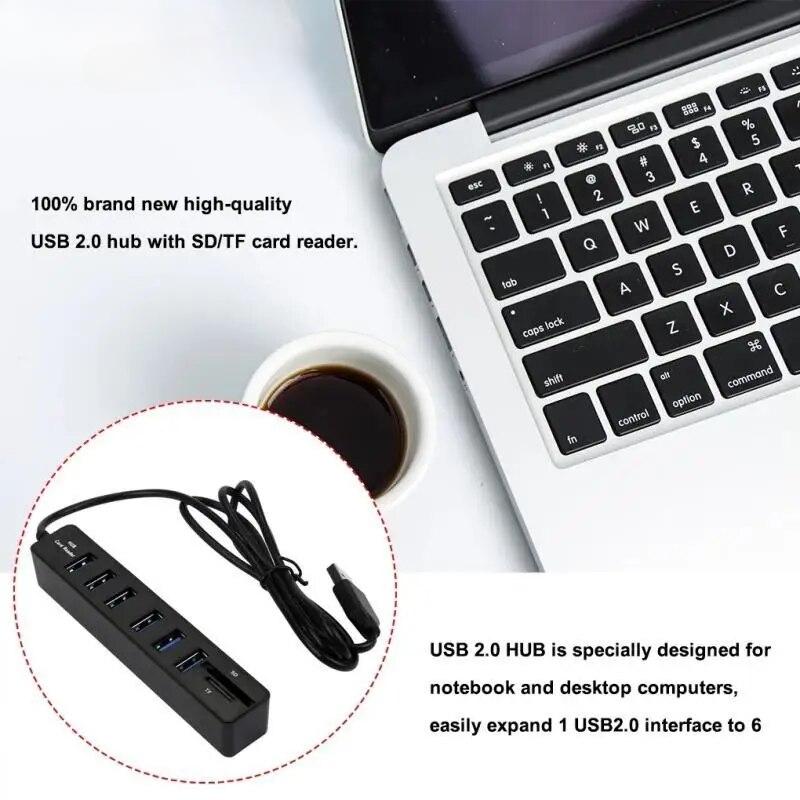 USB 2.0 Хаб 3 порта USB TF SD Картридер Мультипорт ХАБ Мульти разветвитель Адаптер для ПК Компьютера Ноутбука Macbook