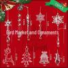 18-Piece Clear Acrylic Snowflake & Reindeer Ice Cream Stick Ornament Set for Christmas Tree Decorations with Bells