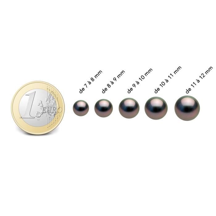 Earrings - PERLINEA - Genuine Tahitian Pearls 8-9 Mm - 9 Carat White Gold - Certificate of Authenticity