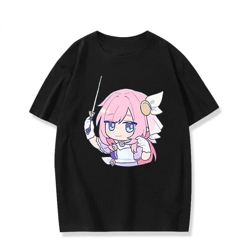 Honkai Impact 3 Kawaii Elysia Fans COS футболка в корейском стиле, японское аниме, футболка унисекс с принтом, летние модные повседневные свободные футболки