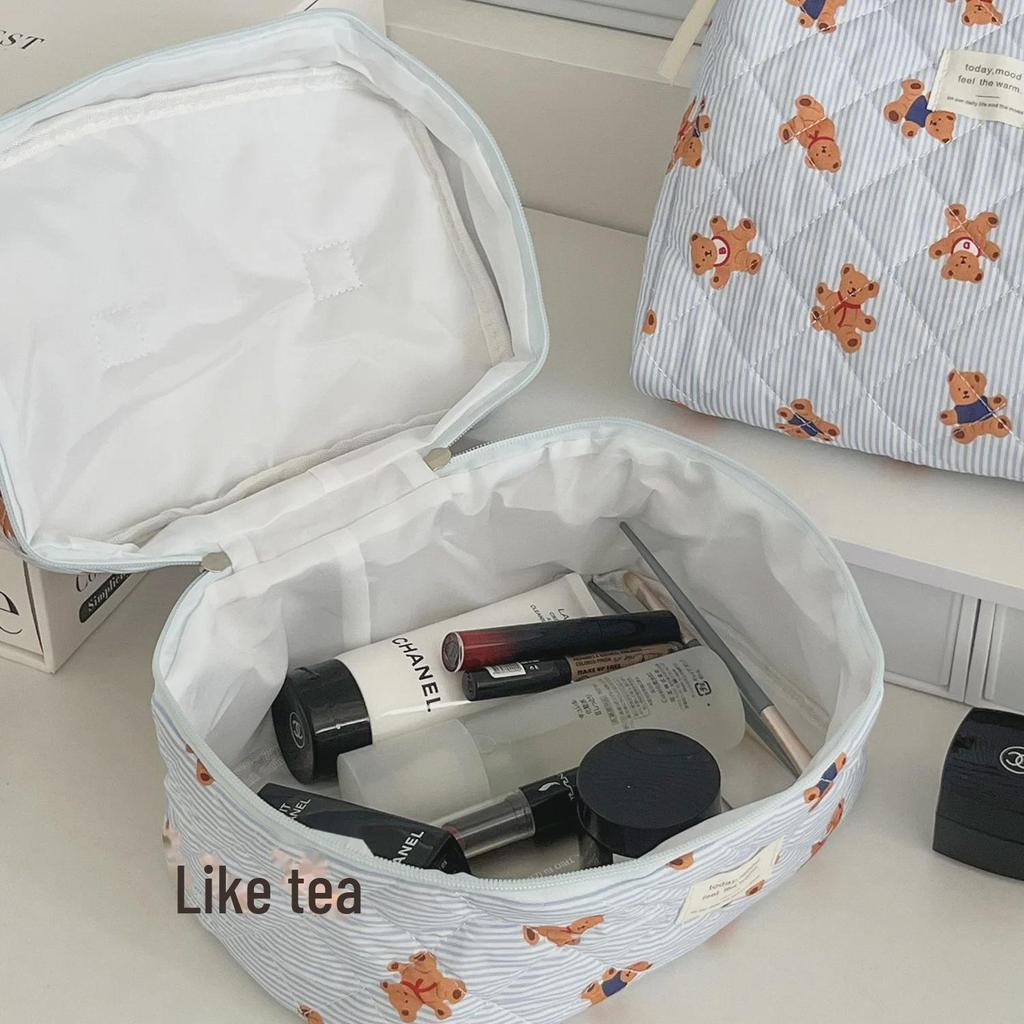 Striped Bear Cartoon Travel Cosmetic & Toiletry Bag