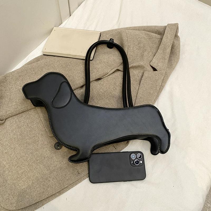 Yogodlns Three-dimensional Dachshund Shoulder Bag PU Leather Retro Handbag Design Underarm Bag For Women Trend Commut Bag
