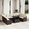 Set of 10 Pieces of Garden Sofa with Brown Poly Rattan Cushions, 2-Seater Garden Sofa with Storage 3357261