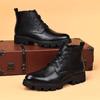 Мужские повседневные ботинки из натуральной кожи черные стильные осенне-зимние туфли ковбойские на платформе деловые офисные ботильоны мужские