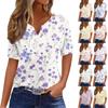 Women's T Shirt Print Button Short Sleeve Daily Weekend Fashion Basic V-Neck Regular Top