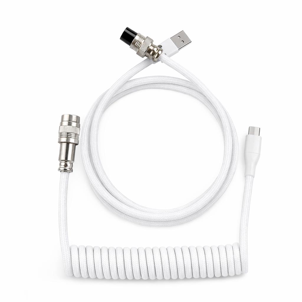 USB Type C Coiled Keyboard Cable Aviator Aviation Connector Nylon Braided Spring Cord for Mechanical Gaming Keyboard Desktop PC