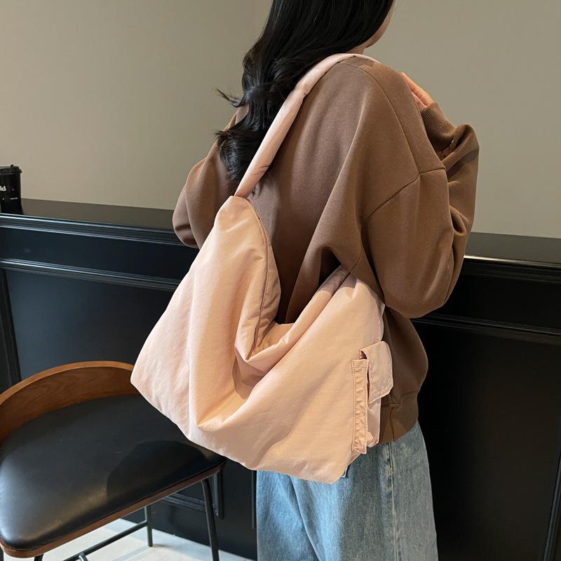 Solid Color Simple Casual Cotton Bag Large Capacity Texture Versatile Shoulder Bag Korean Version Messenger Tote Bag