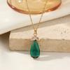 1 Piece Trendy Drop Shape Zircon Pendant Necklaces for Women Gold Color Stainless Steel Necklace Jewelry Party Accessories