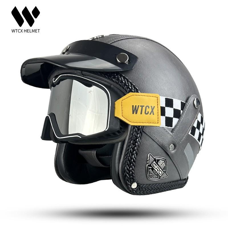 3/4 Motorcycle Helmet With Visor ABS Shell 3C Certified Retro Cruiser Style Men Women All