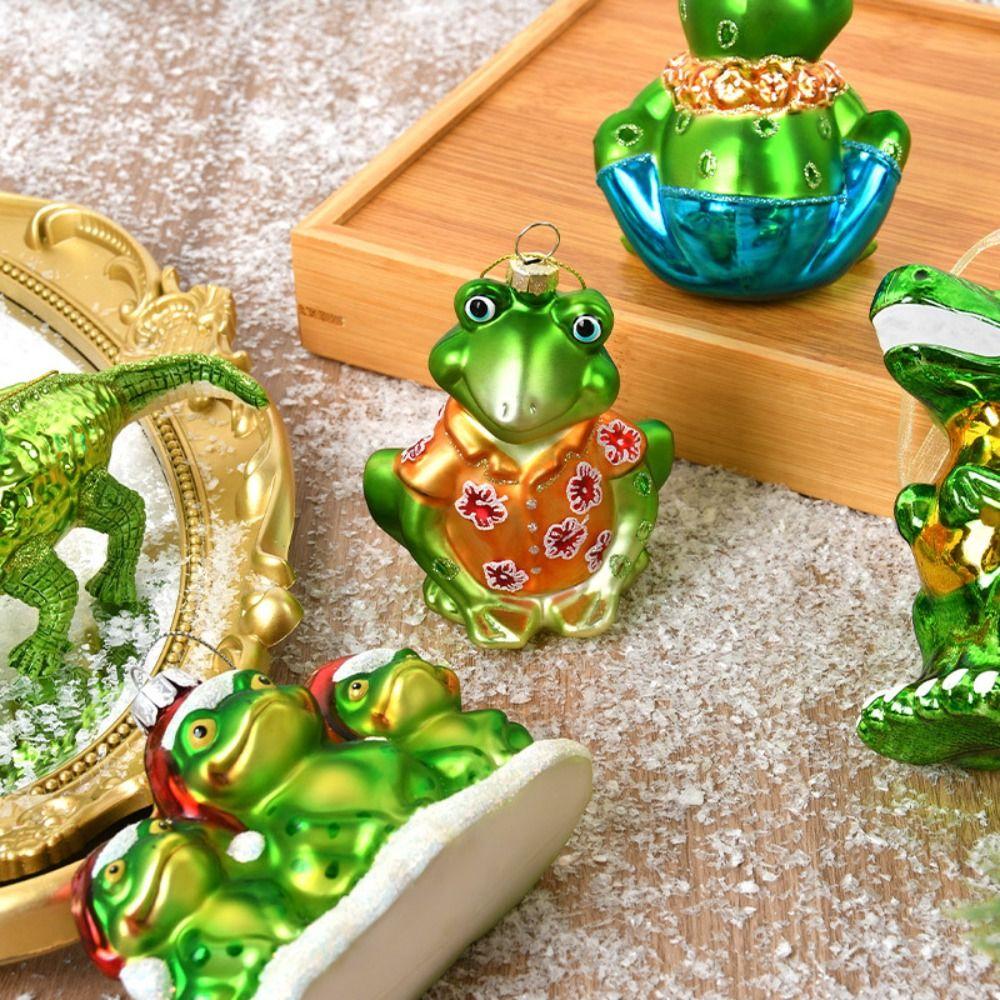 Glass Painted Christmas Decorations Green Christmas Tree Pendant for Mall Window Scene Layout