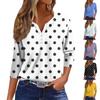 Жен. Футболка Футболка С принтом Пуговицы Рукав 3/4 Повседневные Выходные Мода Классический Классический V-образный вырез Обычный Верх