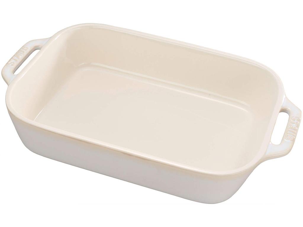 Staub Dish Ivory 27 X Ceramic Gratin Dish Oven Microwave Safe Japanese Dish "Rectangular 20cm" [Authorized Product] 40511-883