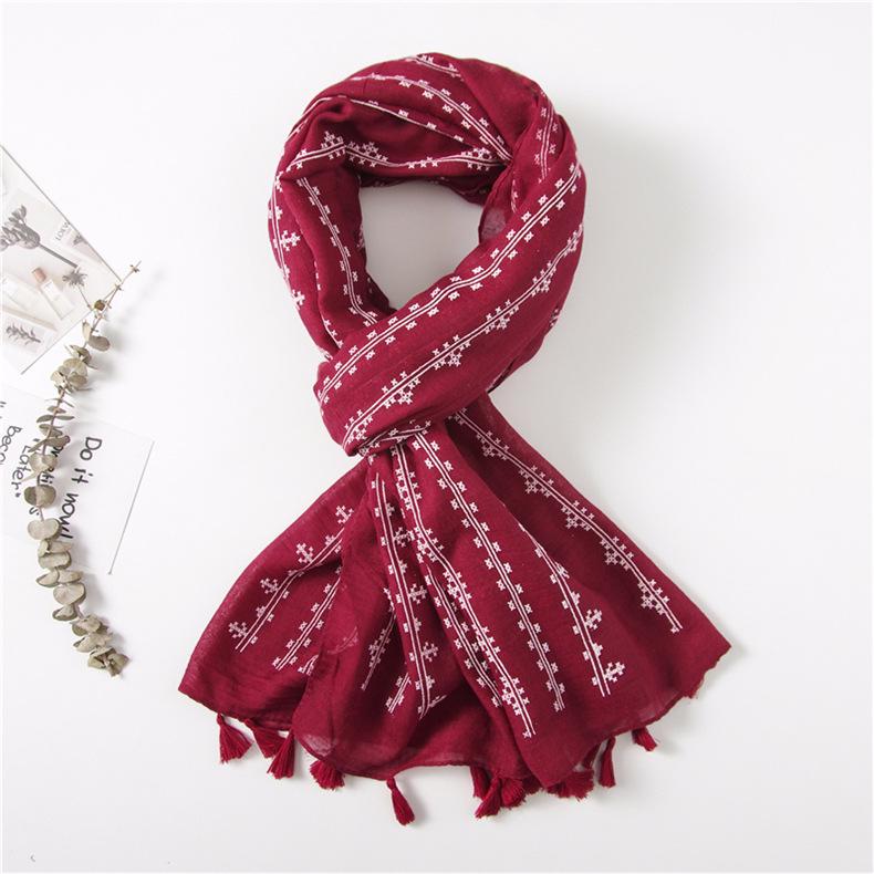 "Пасторальный весенне-летний шарф из хлопка и льна": Солнцезащитная шаль для путешествий для женщин с цветочным принтом