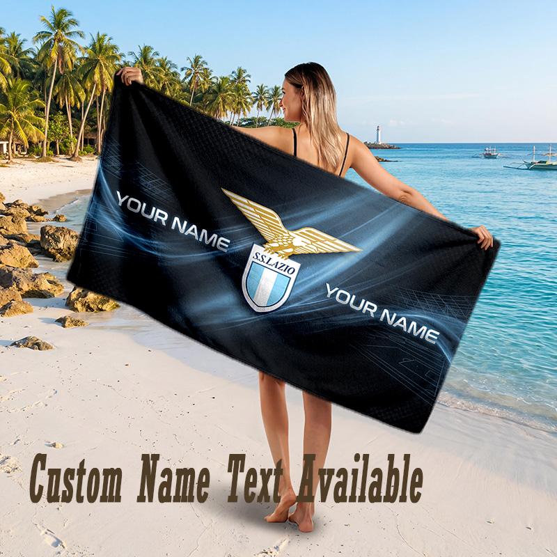 Lazio FC Design Beach Towel Custom Text Large Towel for Beach Vacation