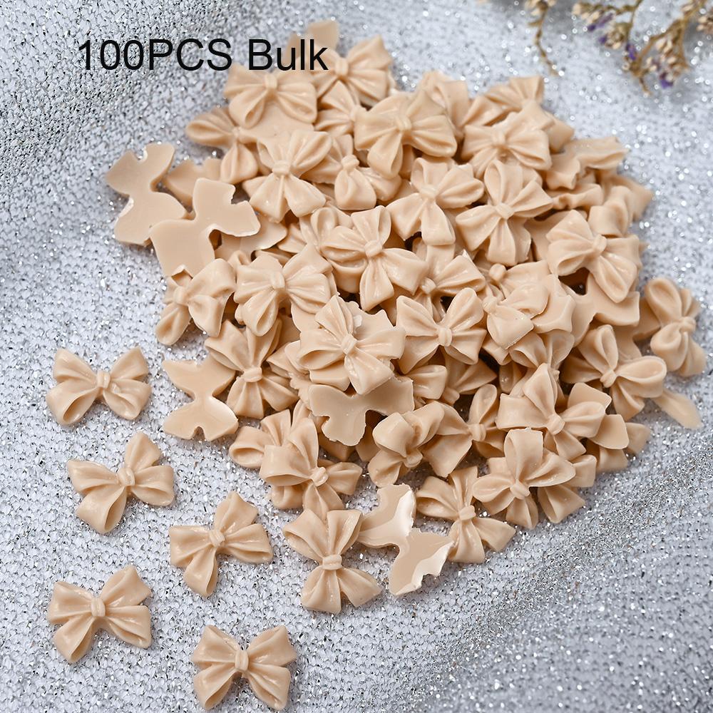 50/100 шт., розовые, белые, кавайные, бантики для ногтей, 3D, смоляные, бантики, плоские, для ногтей, 8*10 мм, стразы для дизайна ногтей, украшения #галстук-бабочка