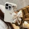 Korea Cute 3D Ribbon Bow Pearl TPU Phone Case For iPhone 16 15 14 13 12 11 Pro Max Lovely Matte Shockproof Soft Cover Coque