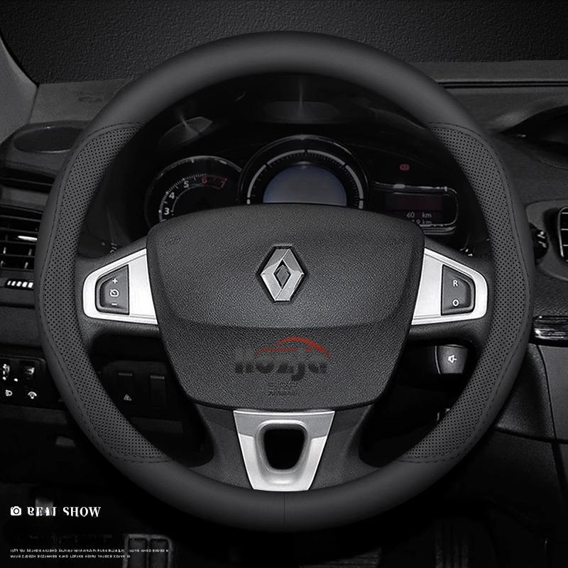 Car Leather Steering Wheel Cover for Renault Grand Koleos Kardian QM6 Kangoo Kiger Megane Captur Triber Trafic Auto Accessories AA19