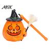 Funny Witch Hat Pumpkin Glowing Halloween Lantern, Jack O Lantern with Broom, Light Trick or Treat Lamp Up Decor, Prop for Kids Party Decor