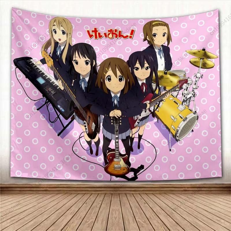 Гобелен из аниме K-ON, Милая девушка из манги, Настенный гобелен, Кавайная эстетичная настенная ткань для спальни, гостиной, общежития, домашнего декора