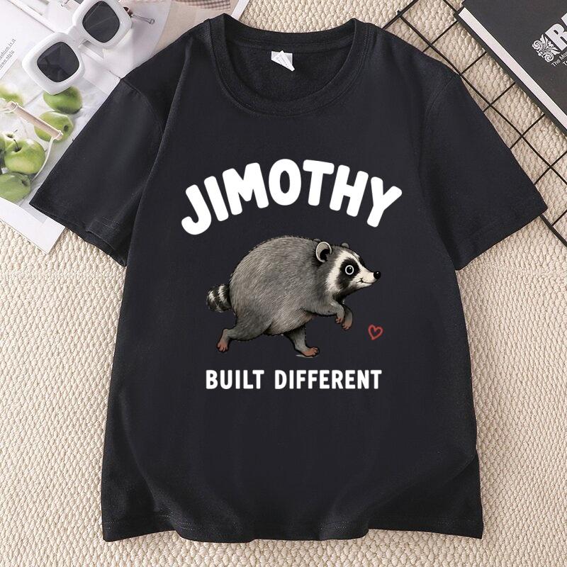 Jimothy Built Different Tshirts Raccoon TShirt Unisex Unisex Casual Round Neck Printed Animal Lover Clothesunisex Summer Tops