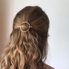 1pc Elegant Golden-Tone Alloy Round Hair Clip Minimalist Hollow Geometric Design, Fashionable Hair Accessory for Women Ideal for Casual Wear Hair Clip