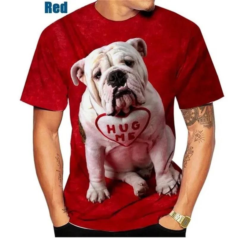 Новые летние футболки с 3D принтом «Бульдог», повседневная мужская и женская одежда с короткими рукавами, топ