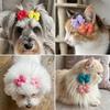 16pcs Multicolor Pet Hair Clip Soft Fabric Pet Bow Clip Cute Look Puppy Hair Bow  Party Decoration