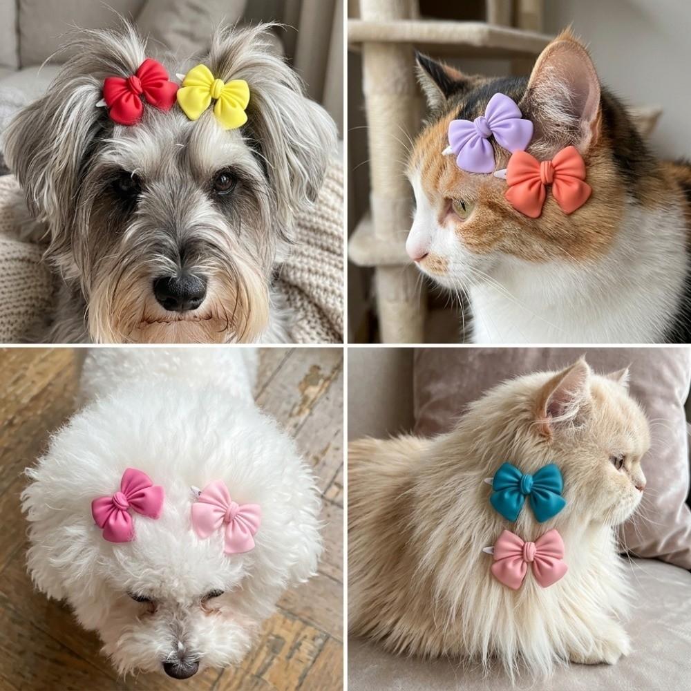 16pcs Multicolor Pet Hair Clip Soft Fabric Pet Bow Clip Cute Look Puppy Hair Bow Party Decoration