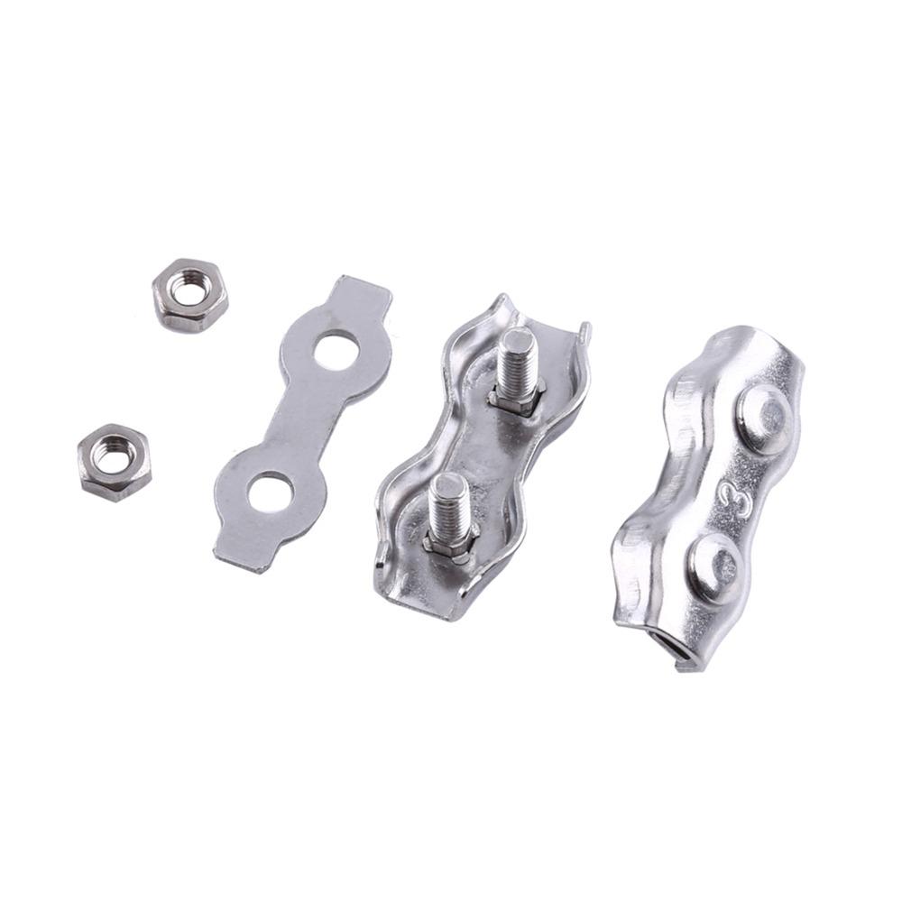 10pcs Stainless Steel M3 Duplex Clips Sturdy Design Wire Rope Clips Cable Management