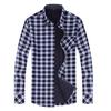 Мужская рубашка с накладным карманом и клетчатым принтом, мужские приталенные утолщенные теплые рубашки с длинными рукавами для работы