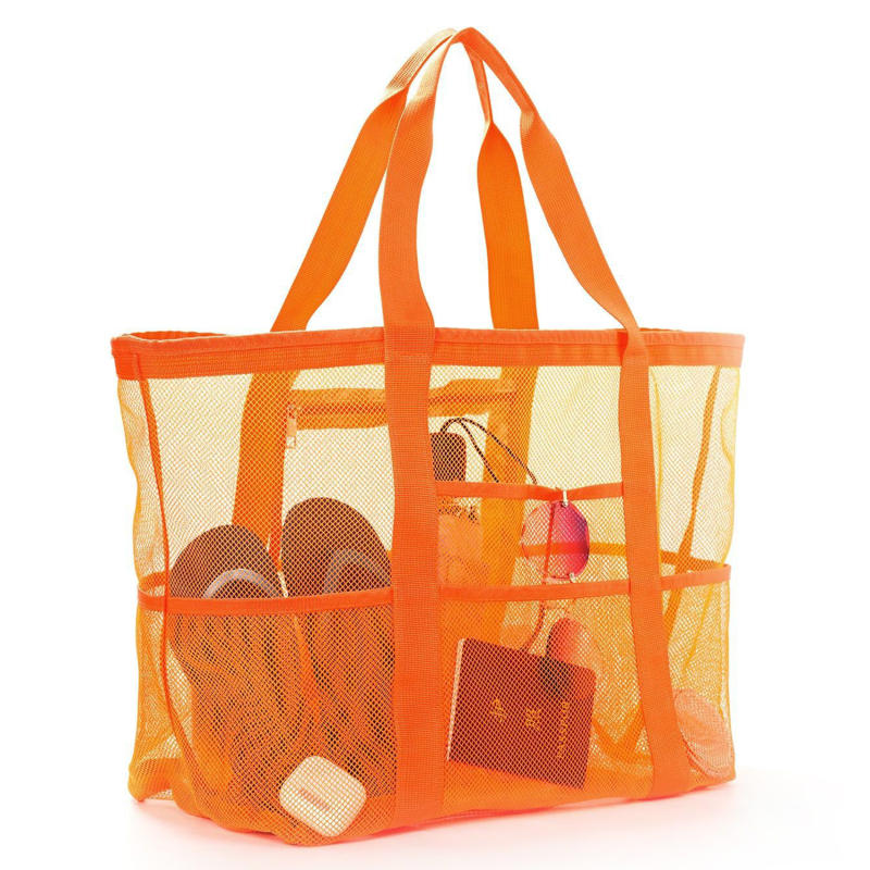 Пляжные сумки для женщин, летние, для путешествий, сетчатая сумка-тоут с большим внутренним карманом, песозащитная, плетеная, на плечо, ручная сумка