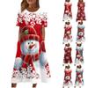 Women's Casual Fashion Christmas Print O-neck Dress