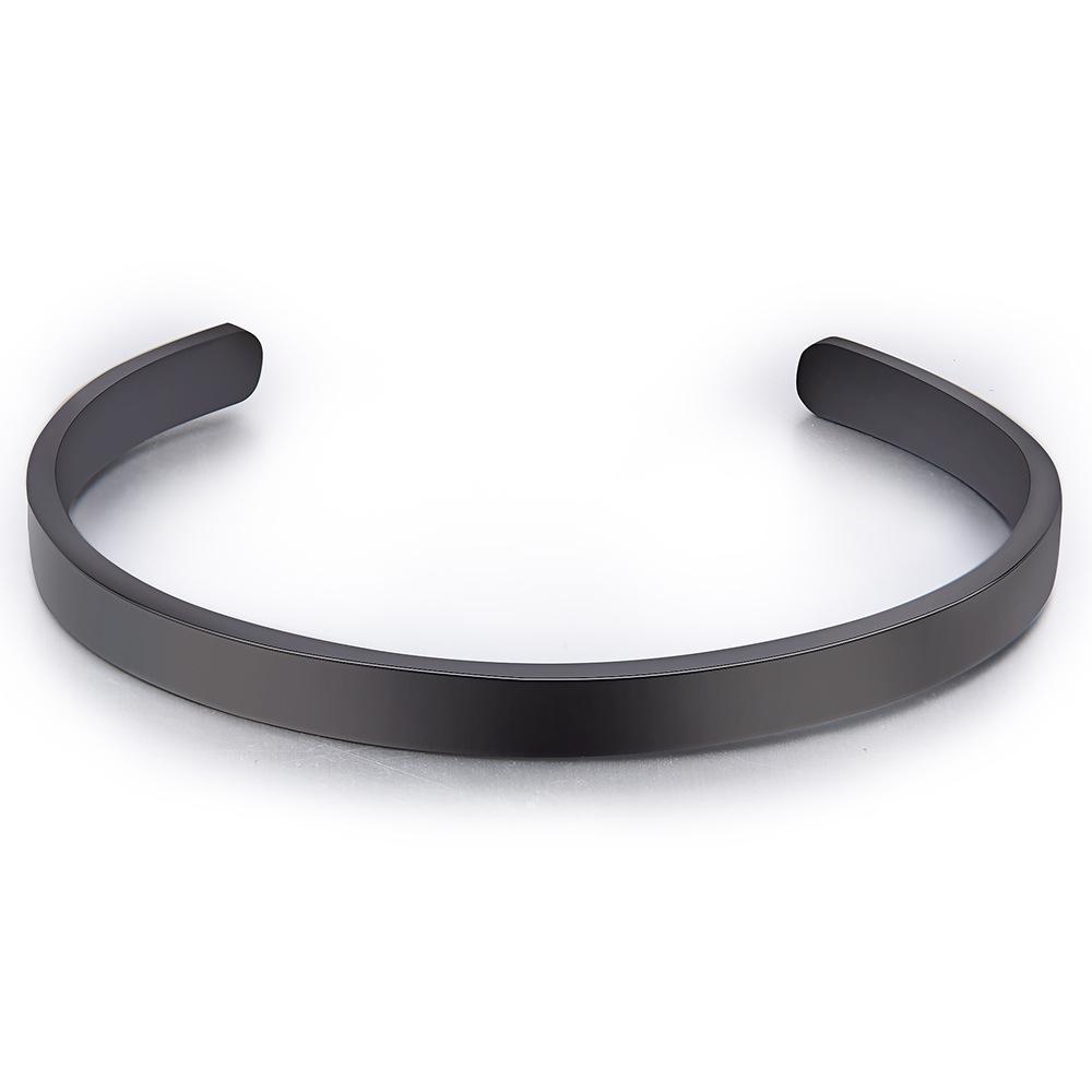 Браслет из титановой стали C-образный, открытый, 5 мм, 15,5 см, глянцевый, можно сделать открытый браслет с надписью