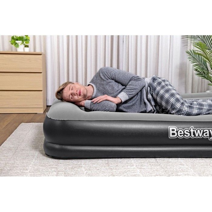 BESTWAY Bestway Matelas gonflable 2 personnes 203 x 152 x 36 cm avec pompe électrique intégrée coloris noir