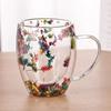 Floral Dry Flowers Cup Simple Heat Resistant Double Wall Glass Cup INS Trends High Borosilicate Glass Tea Coffee Cups