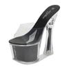 Nightclub Car Women Sexy Clear Heels Super High Heels Chunky-Heel Platform Sandals Transparent Crystal Shoes LFD