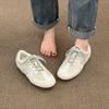 Мягкая кожа весна новый круглый носок шнуровка мягкая подошва обувь внутренняя высота увеличение женские на плоской подошве повседневные спортивные туфли