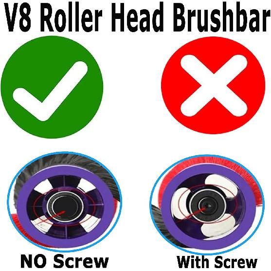 Direct Drive Carbon Fiber Floor Brush Roll Bar Replacement for DYSON V8 Cordless Cleaner Head Brush 967485-01 Part