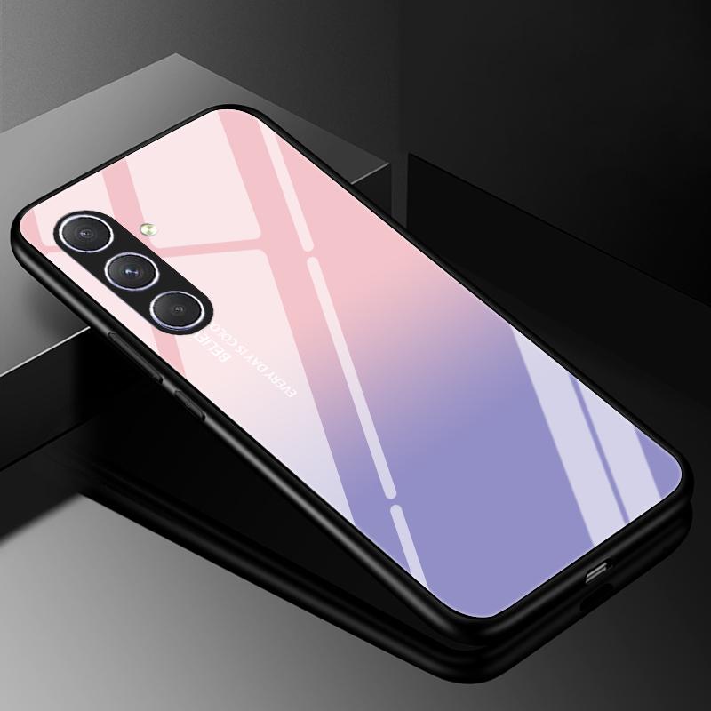Чехол для телефона из закаленного стекла для Samsung Galaxy A05 A05S Чехол A15 A14 A24 A34 A25 A54 4G 5G Роскошный Твердый Бампер A04 A04S A04E