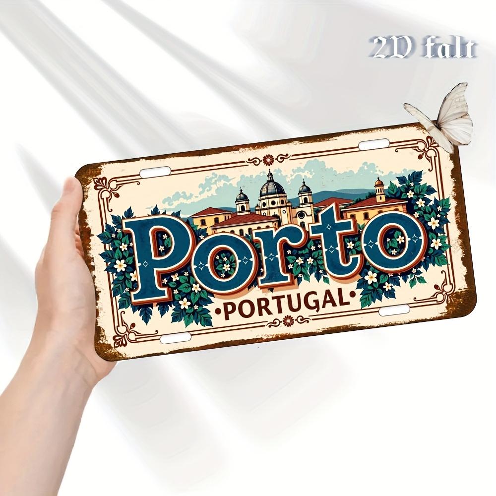 D Flatpc for Decoration Solely Material Cm In D FlatOld Porto Metal Sign Rustic Blue And White Decoration
