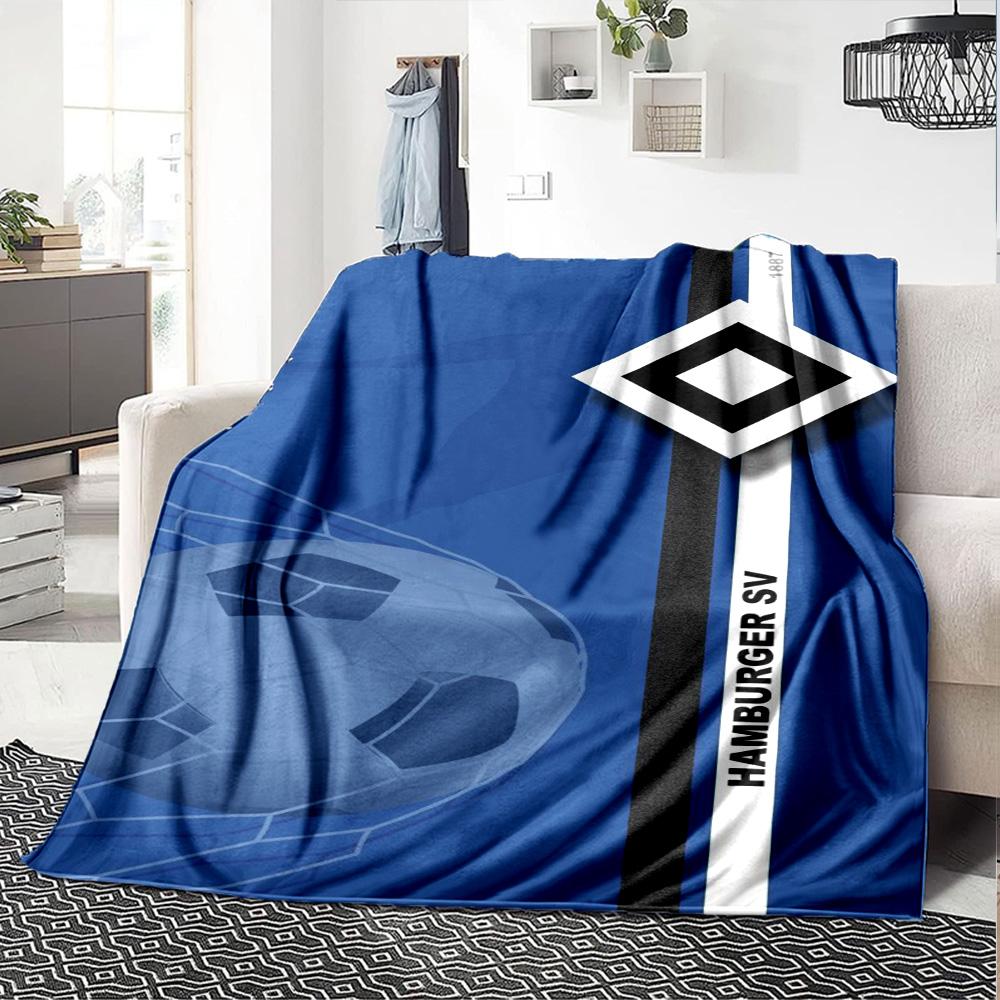 Hamburger Sv Logo Print Flannel Blanket High Quality Warm Comfortable Cover for All Seasons Perfect for Gifts Home Decor