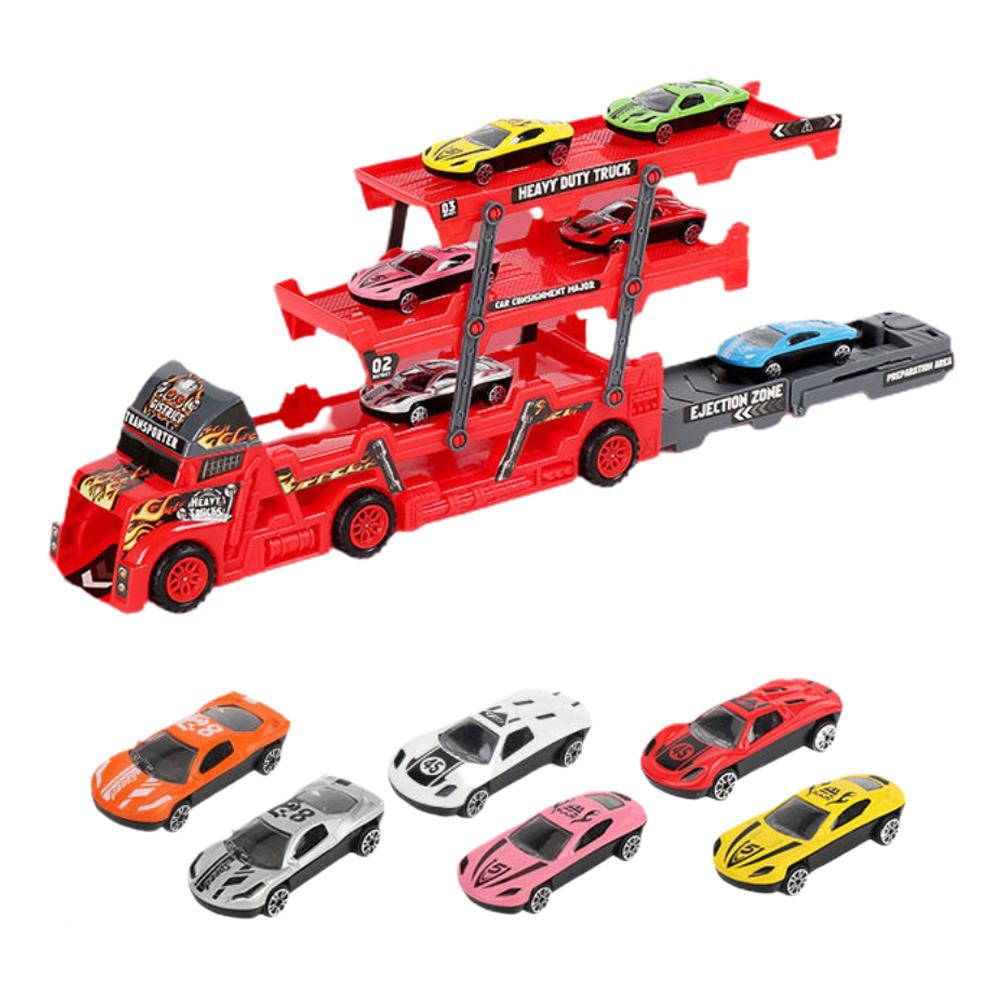 Car Transporter Truck Toys Mega Hauler Truck with 6 Mini Cars Three Layer Folding Vehicles Set for