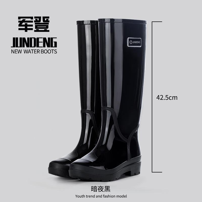 Модные очень высокие дождевые ботинки женские водонепроницаемые и нескользящие водные ботинки флисовые резиновые сапоги уличные водные ботинки взрослая резиновая обувь