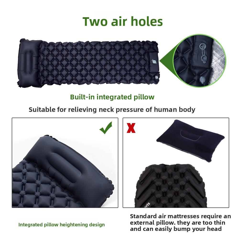 Outdoor Camping Sleeping Pad Inflatable Mattress Travel Mat Folding Bed with Pillows Ultralight Air Mat Built-in Inflator Pump