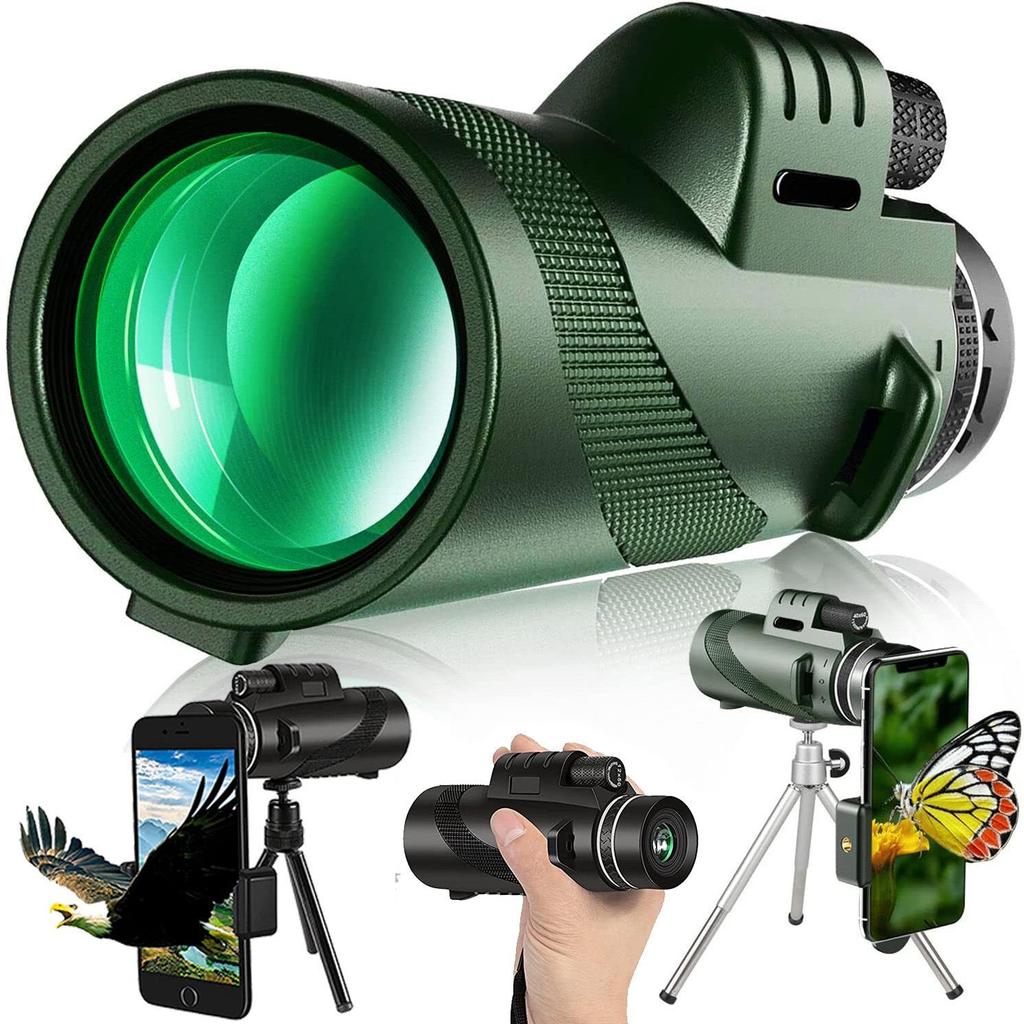 80x100 HD Monocular Telescope - High Power, Low Light Night Vision, Large Objective Lens for Outdoor and Bee Watching