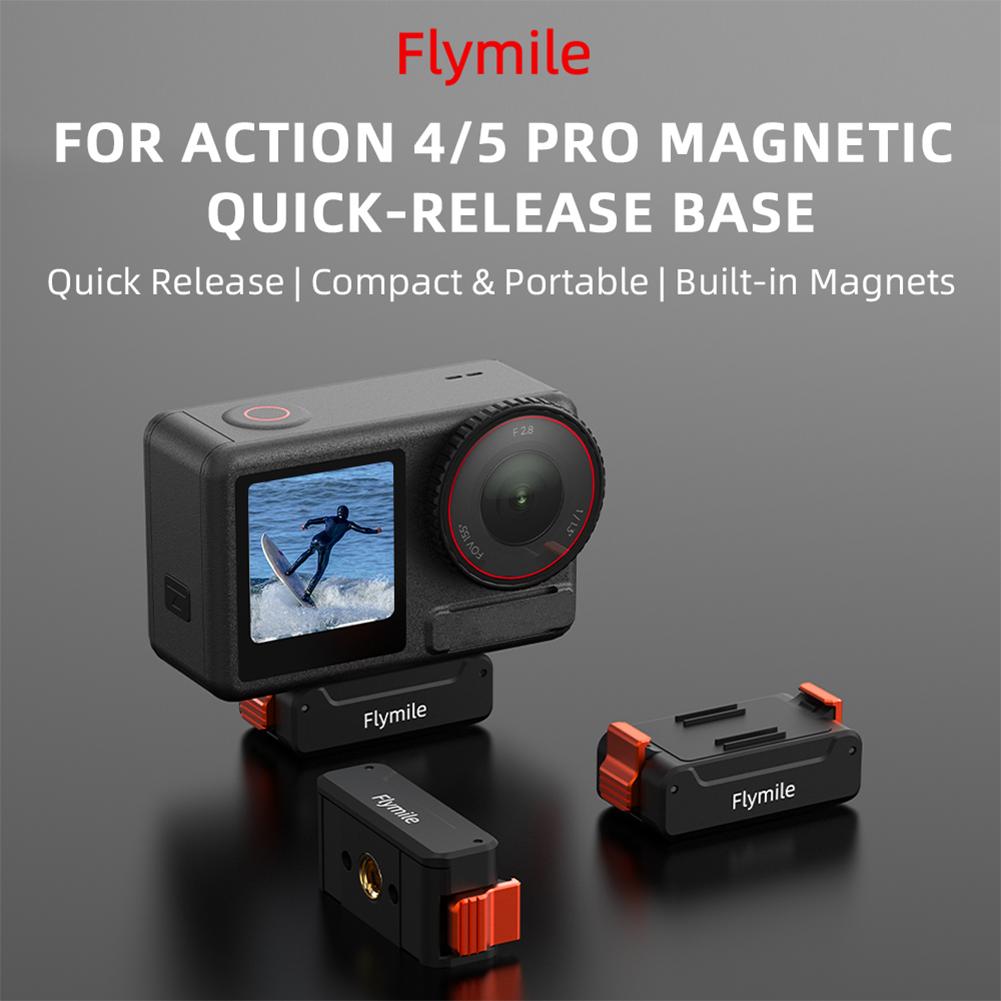 Для DJI ACTION 4/5 Pro Магнитное быстросъемное основание Противоскользящий 1/4 Складной адаптер Металлическое основание Спортивная камера Магнитное основание