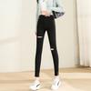 Summer New Black Small Feet Elastic High Waist Thin Nine-point Pencil Black Pants