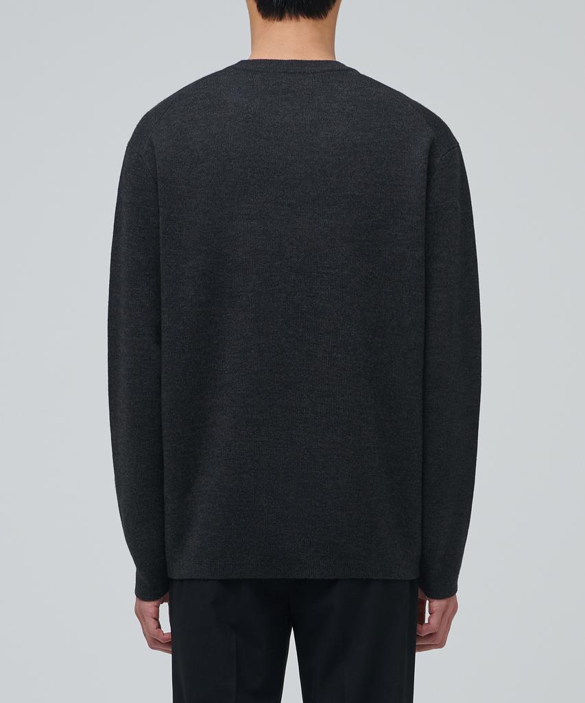 MUSINSA STANDARD Minimal Crew Neck Knit [Charcoal Gray]
