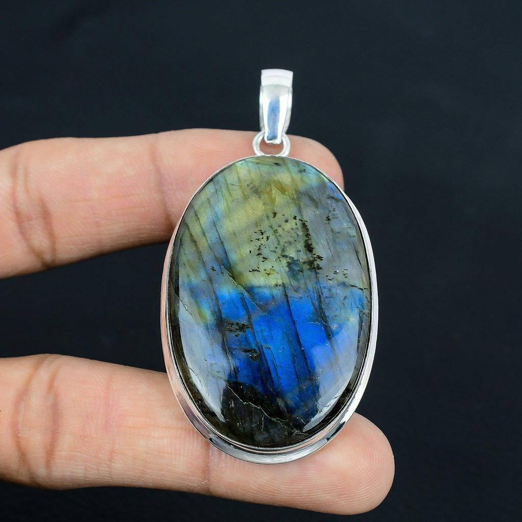 Подвеска из натурального синего огненного лабрадорита, серебро 925 пробы, ювелирные подвески, серебряные подвески ручной работы для подарка, пасхальный подарок