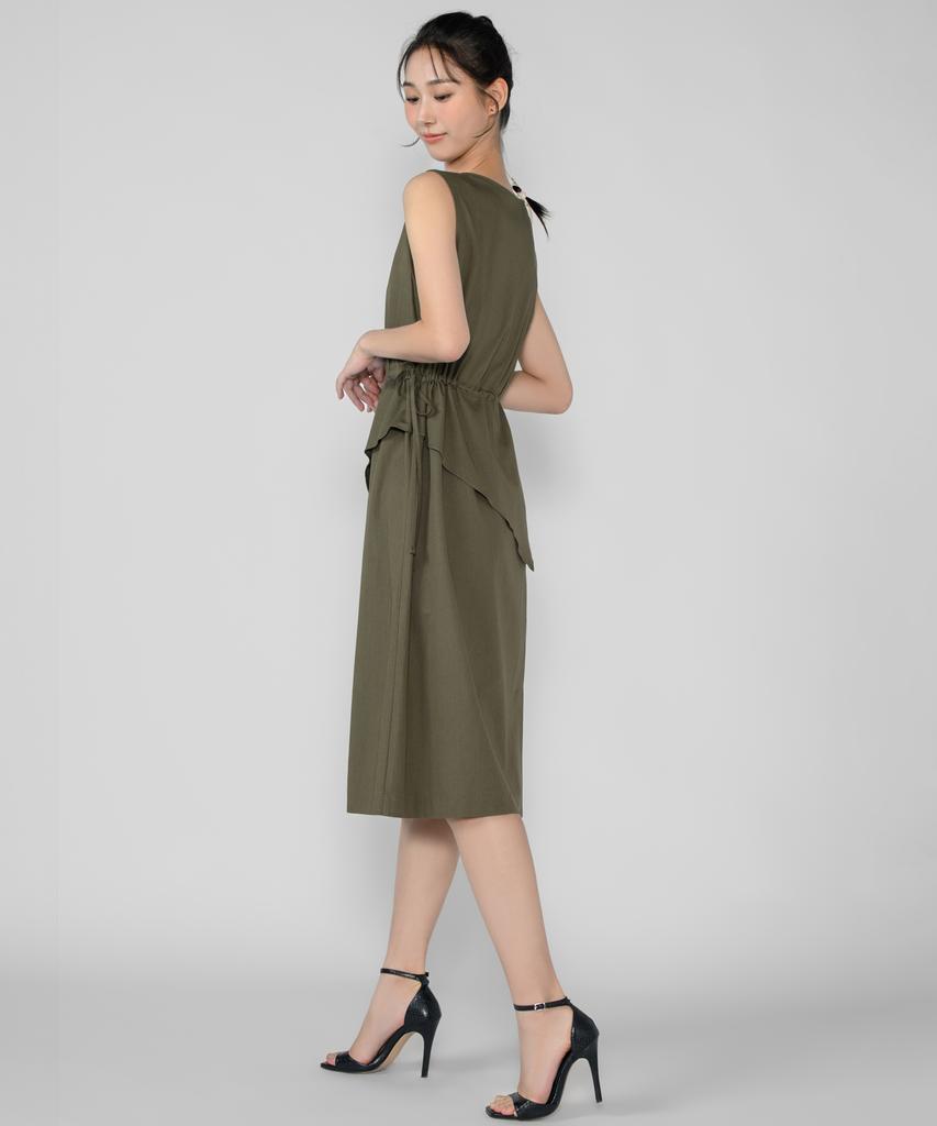 Hye Young Kim Peplum Sleeveless Dress - Khaki